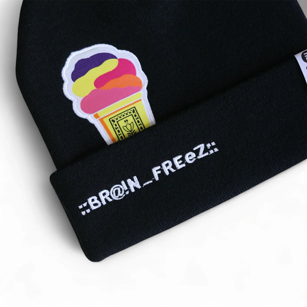 ::BR@!N-FREEZ:: Black Patch + Embroidered Beanie