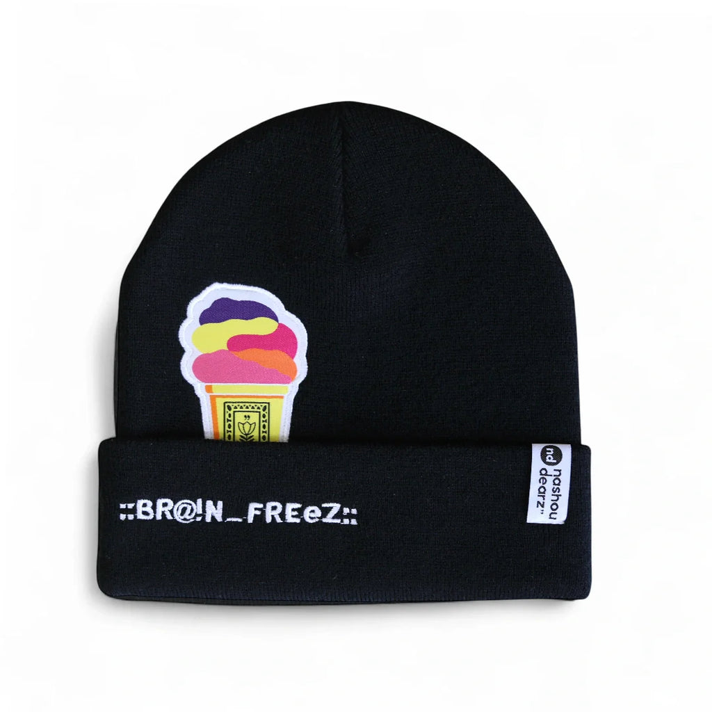 ::BR@!N-FREEZ:: Black Patch + Embroidered Beanie