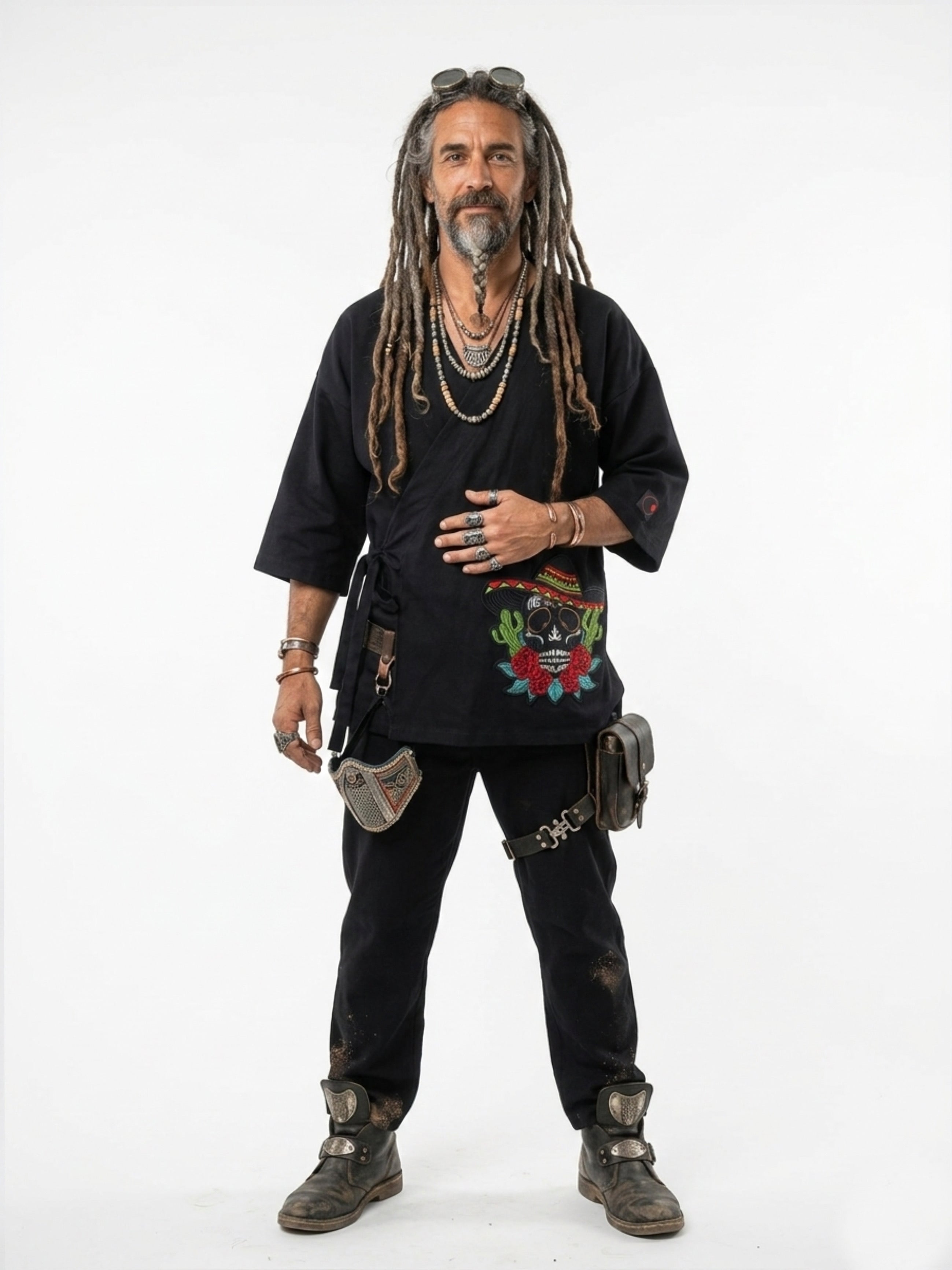 Tzontecomatl kimono - style wrap shirt