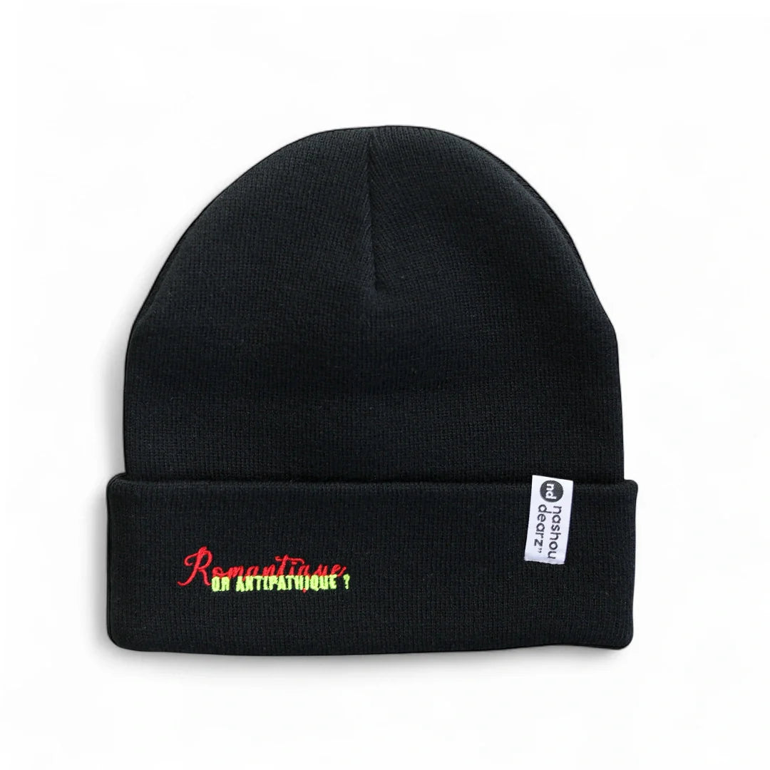 Romantique//Antipathique Black Embroidered Beanie